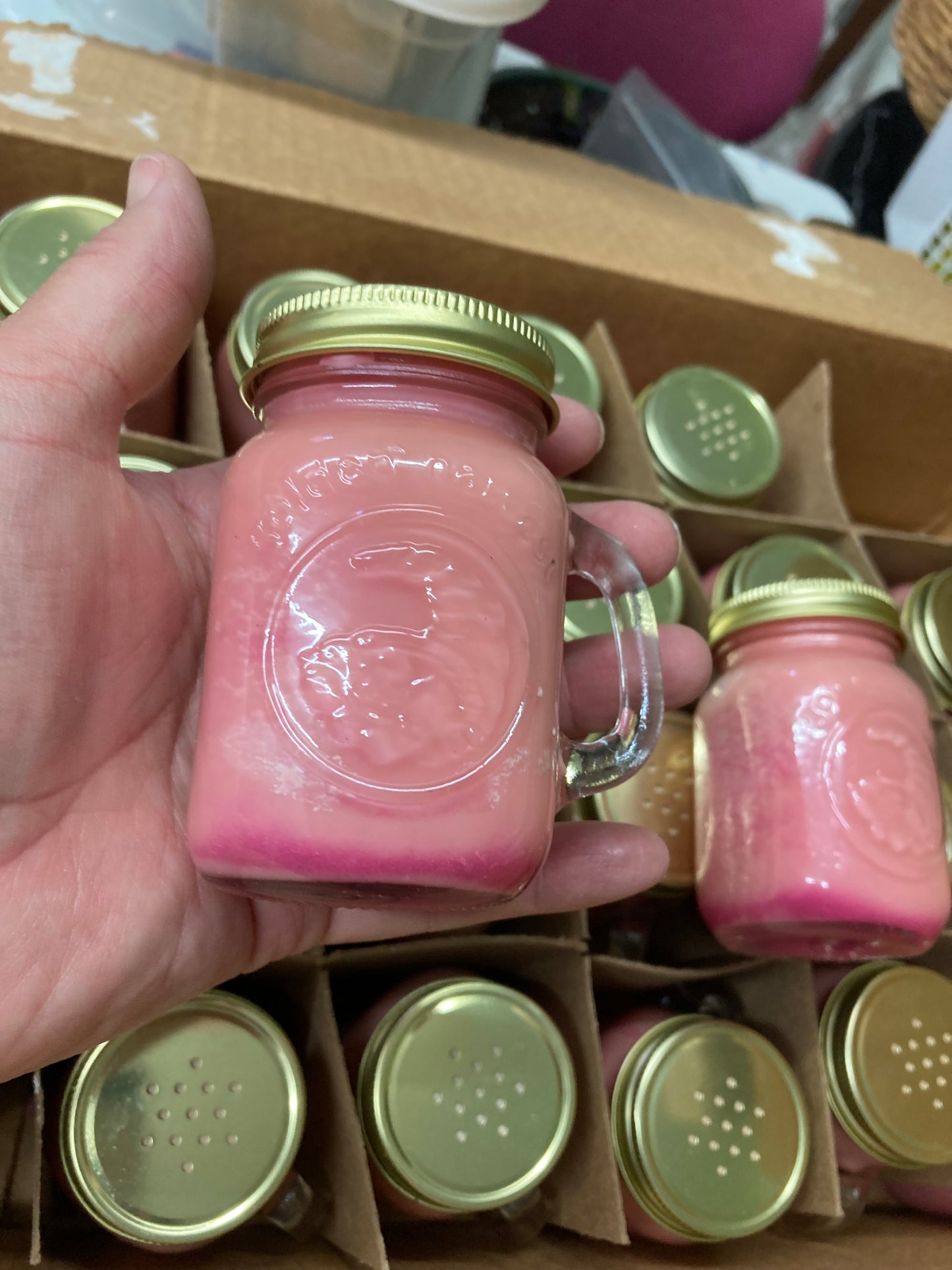 Pink Soy Candle Handcrafted Glass Salt or Pepper Shaker Golden Harvest 4 oz