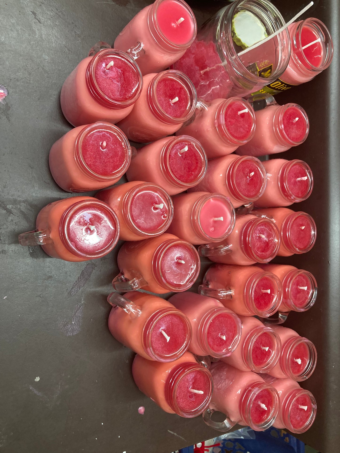 Pink Soy Candle Handcrafted Glass Salt or Pepper Shaker Golden Harvest 4 oz