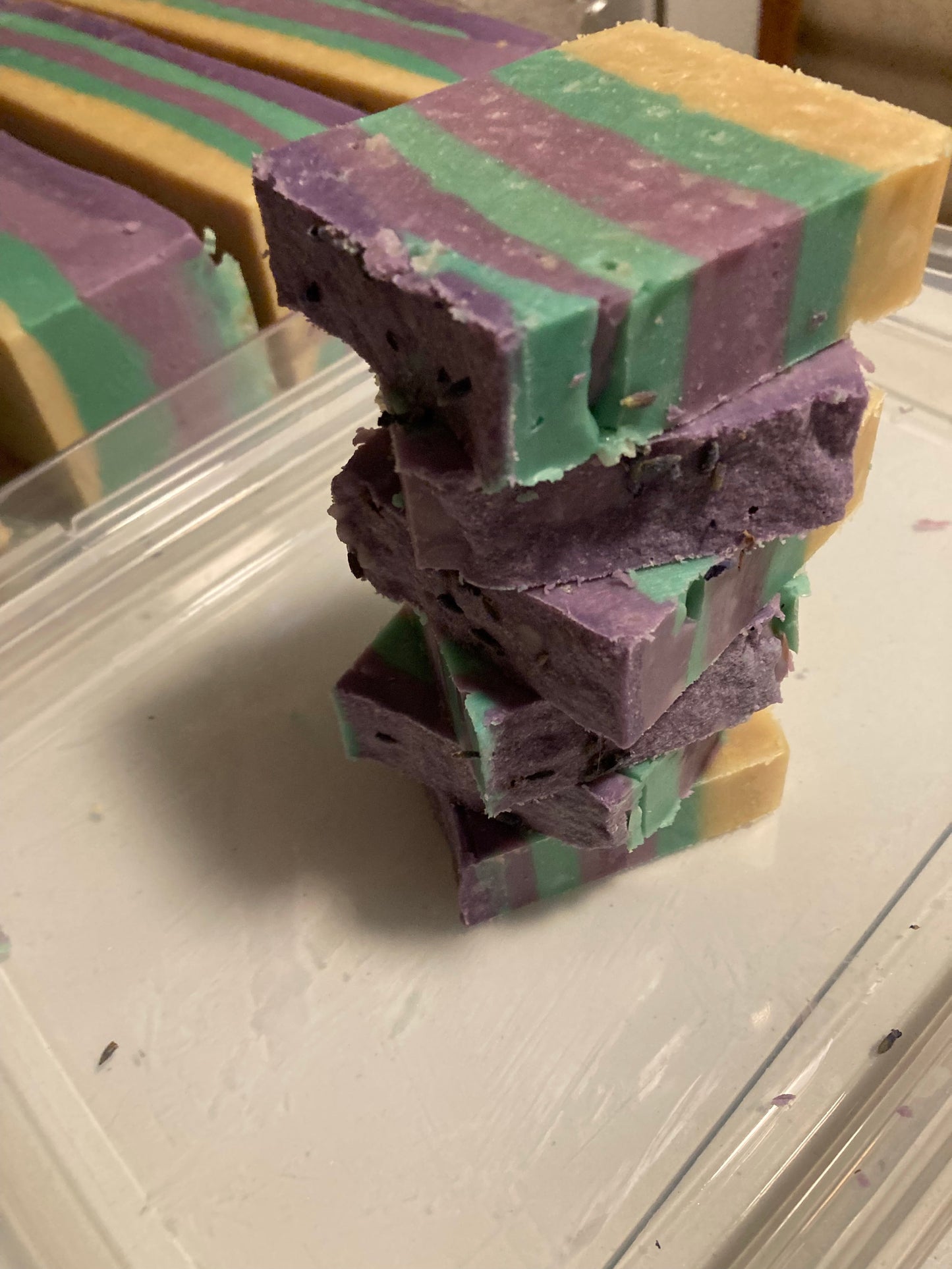Green an Purple layers shampoo